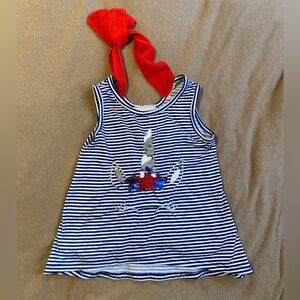 Striped Unicorn top with Red Bow